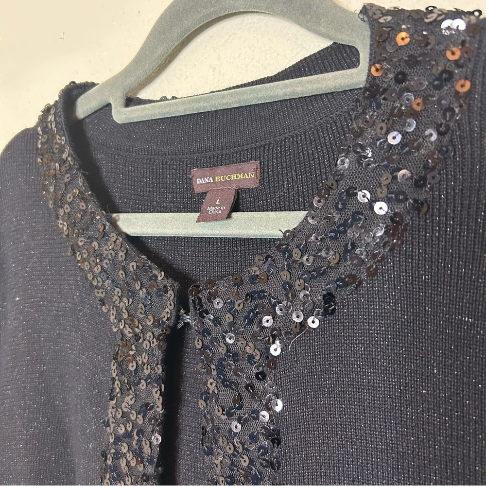 Dana Buchman Sequin Embellished Cardigan - Picture 3 of 6